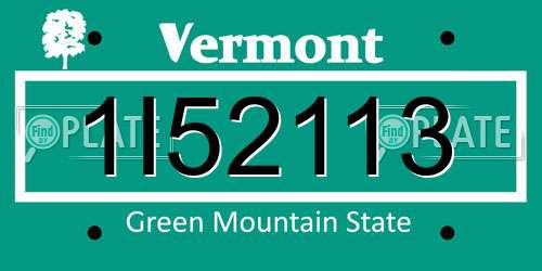 1I52113 Vermont License Plate