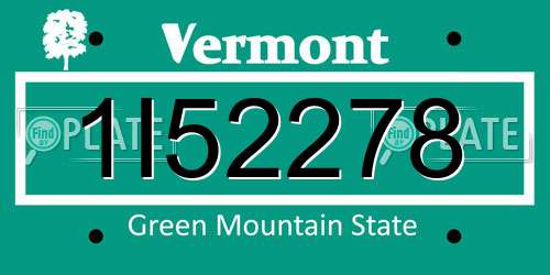 1I52278 Vermont License Plate