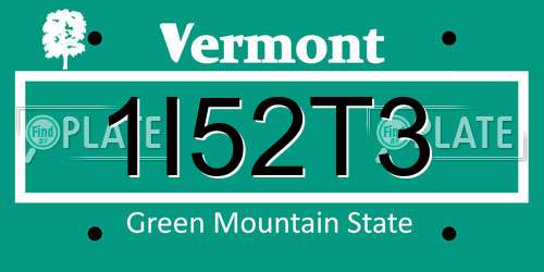 1I52T3 Vermont License Plate