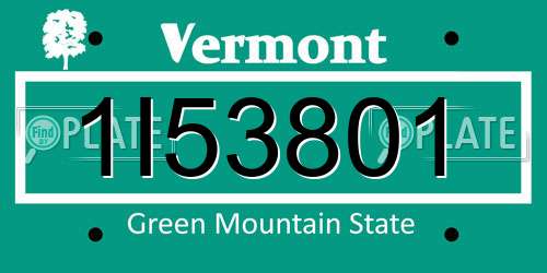1I53801 Vermont License Plate
