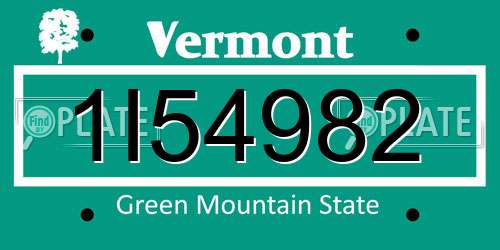 1I54982 Vermont License Plate