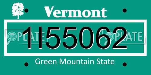 1I55062 Vermont License Plate