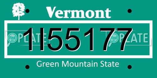1I55177 Vermont License Plate