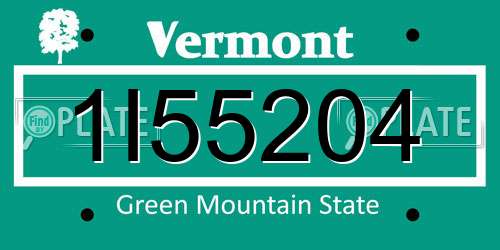 1I55204 Vermont License Plate