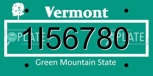 1I56780 Vermont License Plate