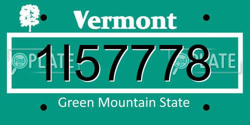 1I57778 Vermont License Plate