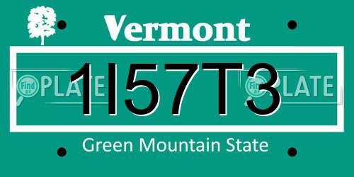 1I57T3 Vermont License Plate
