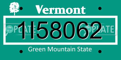 1I58062 Vermont License Plate