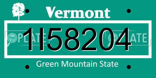 1I58204 Vermont License Plate
