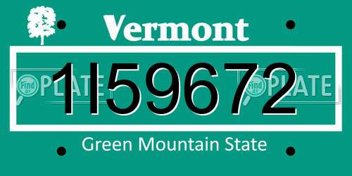 1I59672 Vermont License Plate