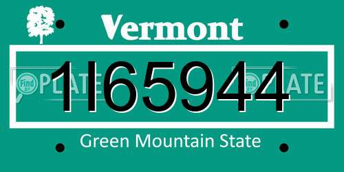 1I65944 Vermont License Plate
