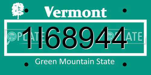 1I68944 Vermont License Plate