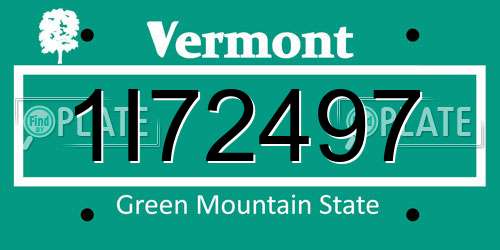 1I72497 Vermont License Plate