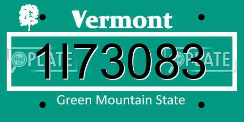 1I73083 Vermont License Plate
