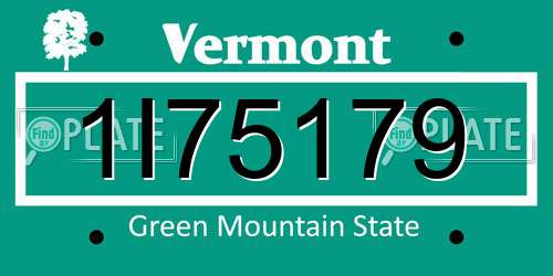 1I75179 Vermont License Plate
