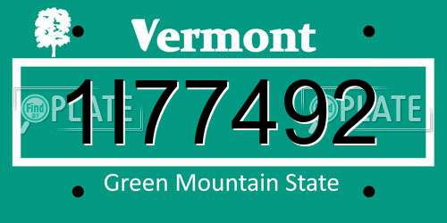 1I77492 Vermont License Plate