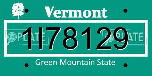 1I78129 Vermont License Plate