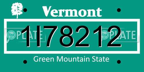 1I78212 Vermont License Plate