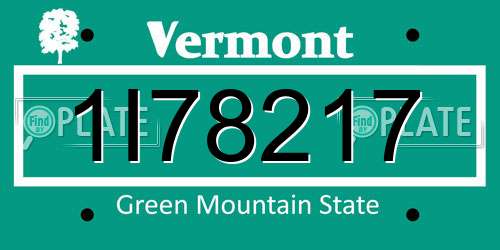1I78217 Vermont License Plate