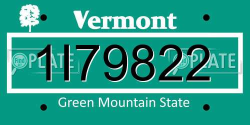1I79822 Vermont License Plate