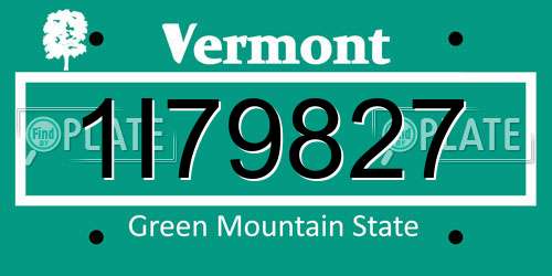 1I79827 Vermont License Plate