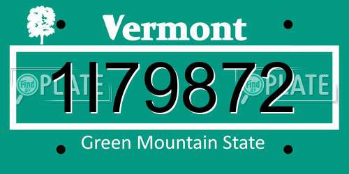 1I79872 Vermont License Plate