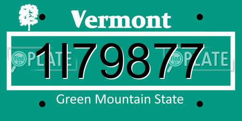 1I79877 Vermont License Plate