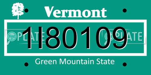 1I80109 Vermont License Plate