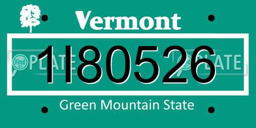 1I80526 Vermont License Plate