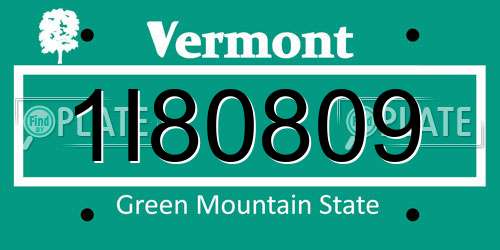 1I80809 Vermont License Plate