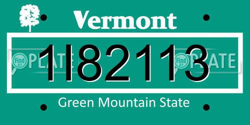1I82113 Vermont License Plate