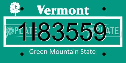 1I83559 Vermont License Plate