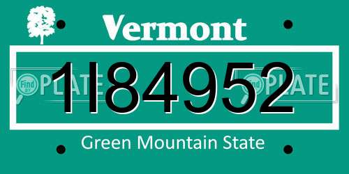 1I84952 Vermont License Plate