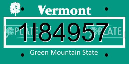 1I84957 Vermont License Plate