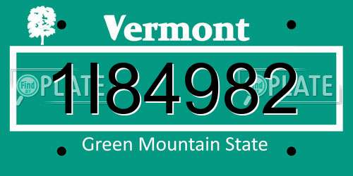 1I84982 Vermont License Plate