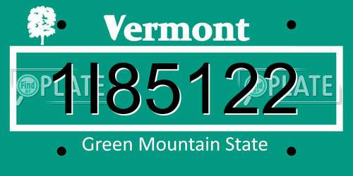 1I85122 Vermont License Plate