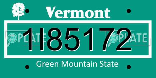 1I85172 Vermont License Plate