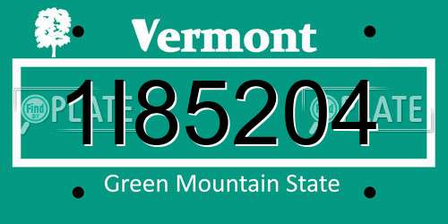 1I85204 Vermont License Plate