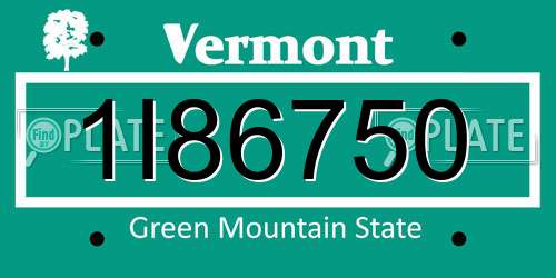 1I86750 Vermont License Plate