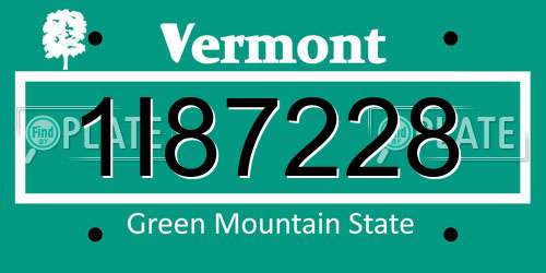 1I87228 Vermont License Plate