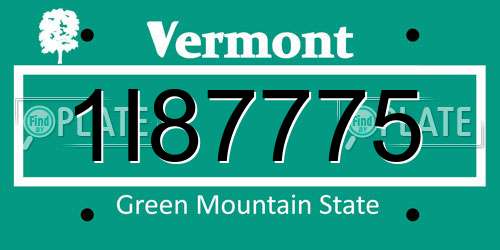 1I87775 Vermont License Plate