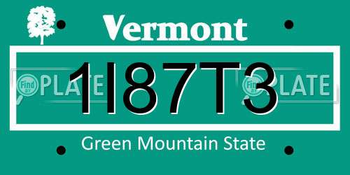 1I87T3 Vermont License Plate