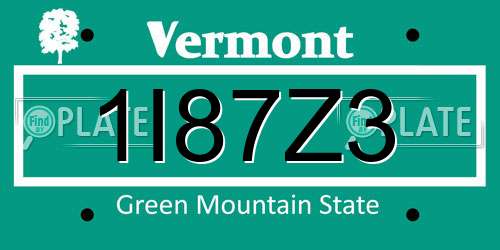 1I87Z3 Vermont License Plate