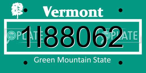 1I88062 Vermont License Plate
