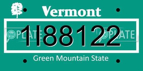 1I88122 Vermont License Plate
