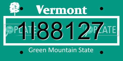 1I88127 Vermont License Plate