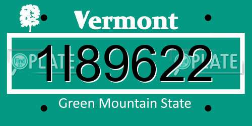 1I89622 Vermont License Plate