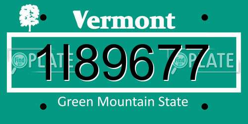 1I89677 Vermont License Plate
