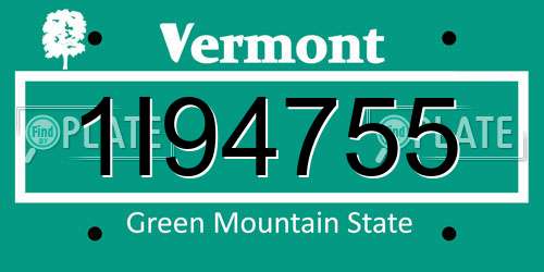 1I94755 Vermont License Plate