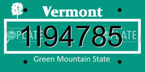 1I94785 Vermont License Plate